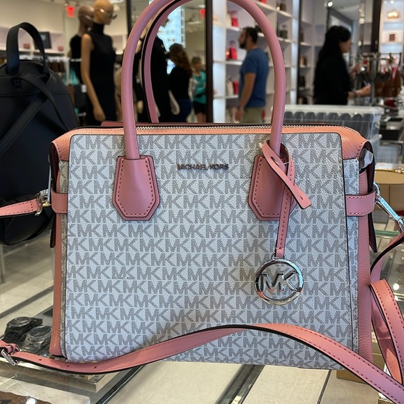 MICHAEL KORS
 Mercer Medium Logo and Leather Belted Satchel
Primrose Multi 
NWT - Picture 6 of 16